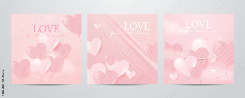 Valentines day background with heart pattern and happy valentines day text . Vector illustration. Wallpaper, flyers, invitation, posters, brochure, banners and social media square template