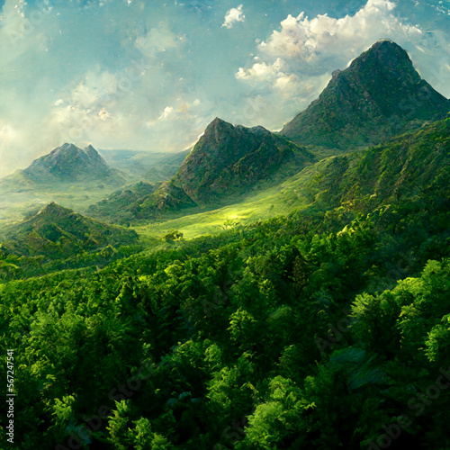 landscape in the morning created using generative AI technology