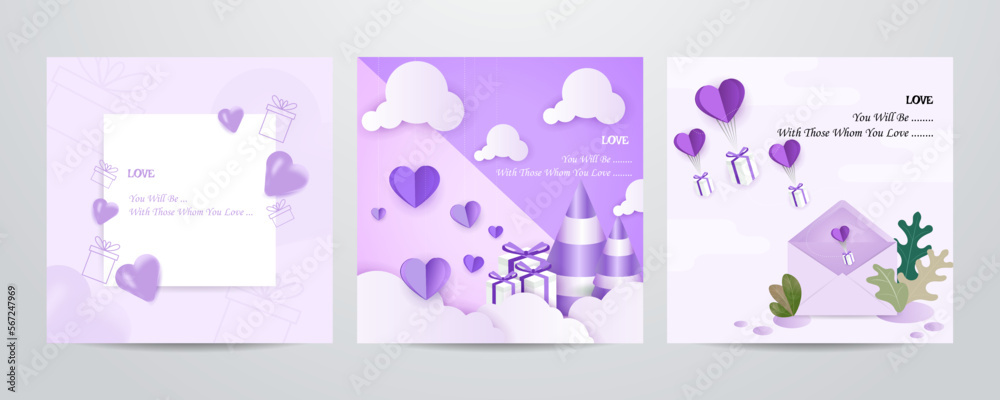 Happy Valentines Day cards, posters, covers set. Abstract minimal templates in modern geometric style with hearts pattern for celebration, decoration, branding, packaging, web and social media banners Happy Valentines Day cards, posters, covers set. Abstract minimal templates in modern geometric style with hearts pattern for celebration, decoration, branding, packaging, web and social media banners