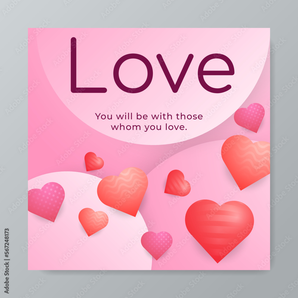 Happy Valentine's day square poster on red gradient background. Vector illustration. Romantic quote postcard, card, invitation, banner template. Happy Valentine's day square poster on red gradient background. Vector illustration. Romantic quote postcard, card, invitation, banner template.