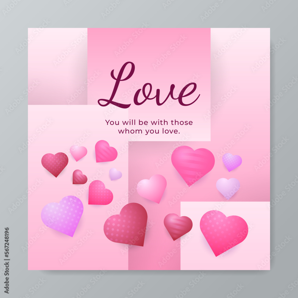 Cute universal love greeting card design template