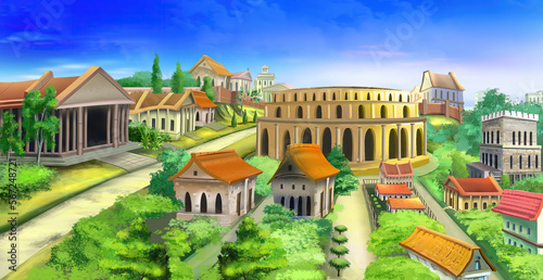 Photography Colosseum in ancient Rome illustration