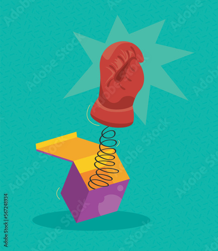 surprise box with boxing glove
