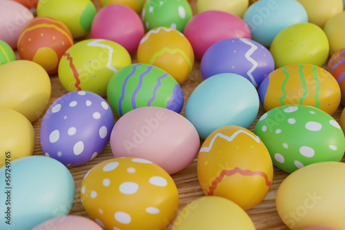 painted easter eggs backgrounds, 3d rendering