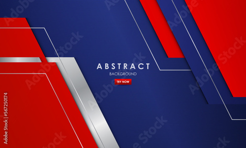 Modern abstract background blue and red with silver color design