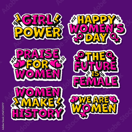 3D Sticker Style Inspirational Phrases or Quotes Collection For Women.