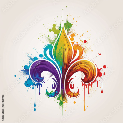 Fleur-de-lis logo. saints. Mardi Gras Carnival Rainbow. Generative AI
