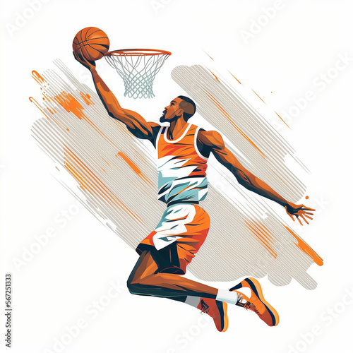 Vector Illustrations of Basketball: A Collection of Sporty Designs.. (AI Generated) photo