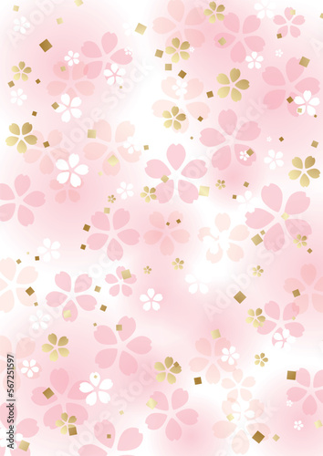 金箔混じりのほわほわピンクの和桜模様