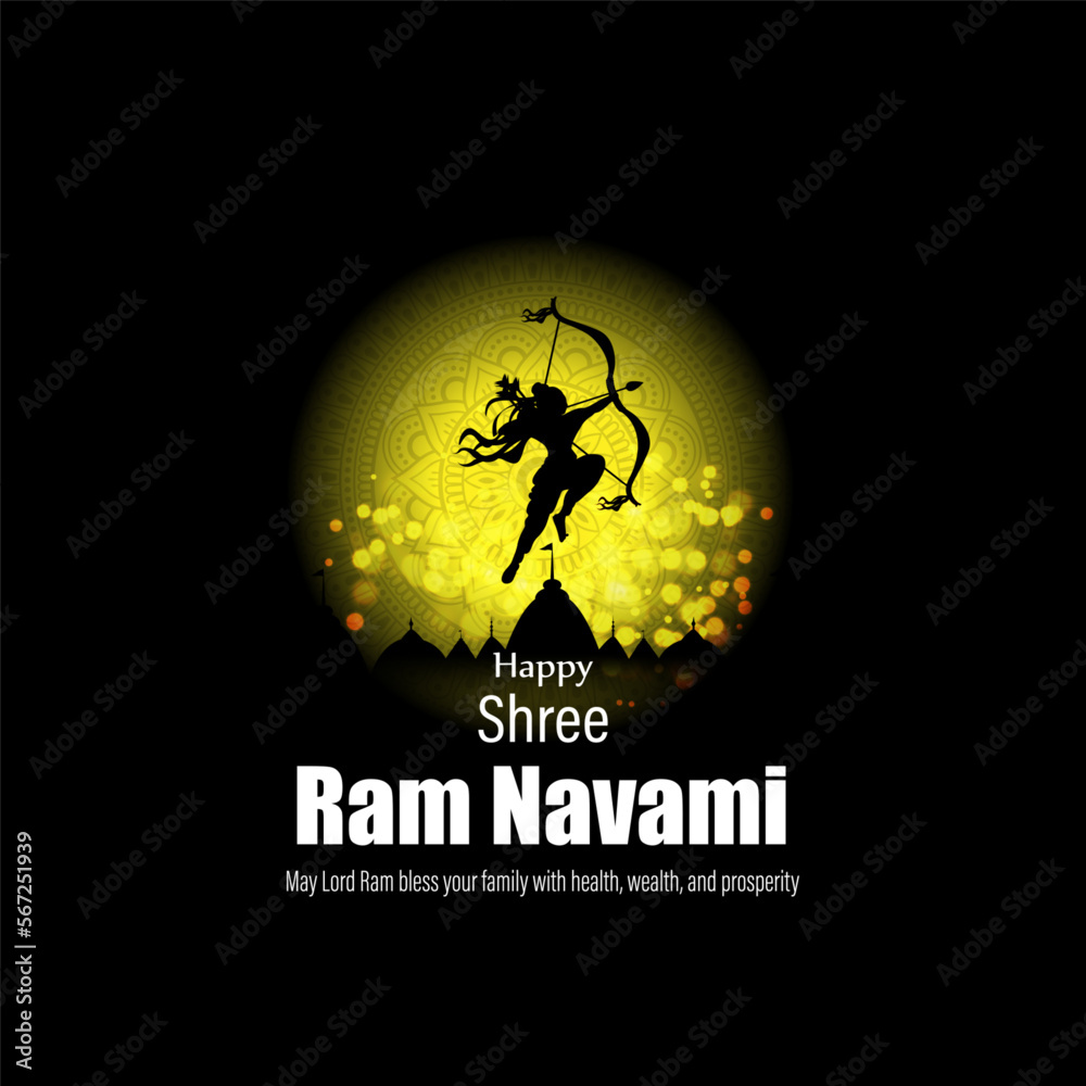 Vector illustration concept of Spring Hindu festival Shree Ram Navami wishes greeting