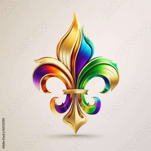 Fleur-de-lis logo. saints. Mardi Gras Carnival Rainbow. Generative AI