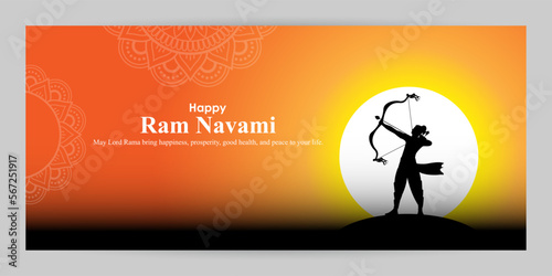 Vector illustration concept of Spring Hindu festival Shree Ram Navami wishes greeting
