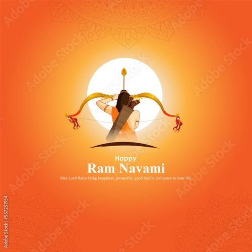 Vector illustration concept of Spring Hindu festival Shree Ram Navami wishes greeting