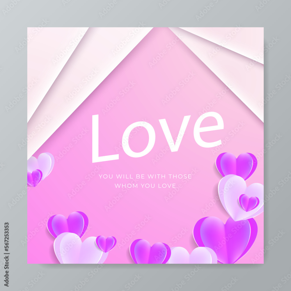Orange, pink and white hearts with golden confetti on orange background. Vector illustration. Paper cut decorations for Valentine's day design Orange, pink and white hearts with golden confetti on orange background. Vector illustration. Paper cut decorations for Valentine's day design