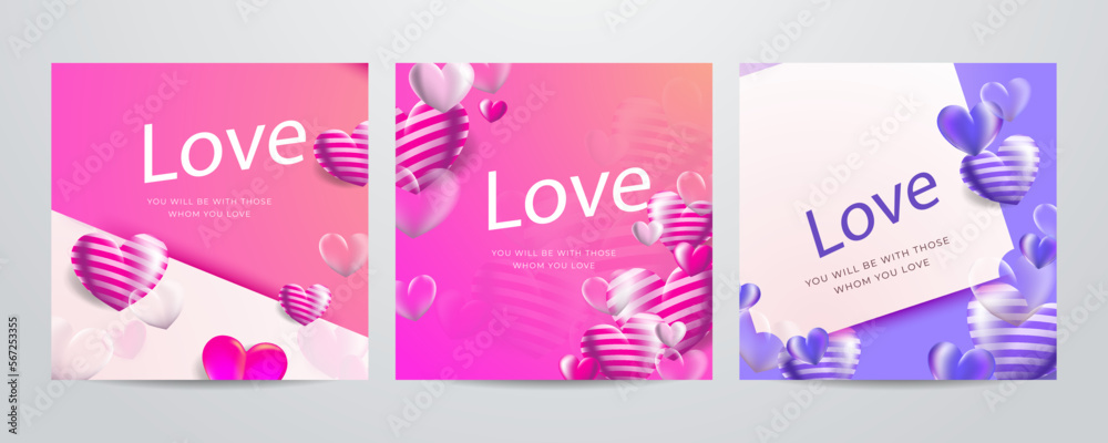Orange, pink and white hearts with golden confetti on orange background. Vector illustration. Paper cut decorations for Valentine's day design