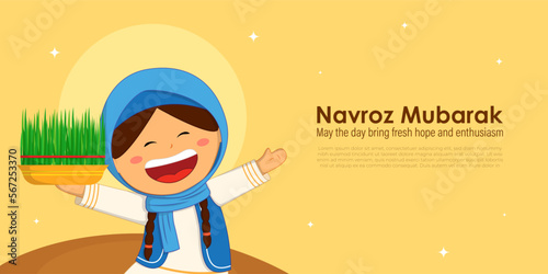 Vector illustration of Happy Nowruz Persian New Year greeting photo