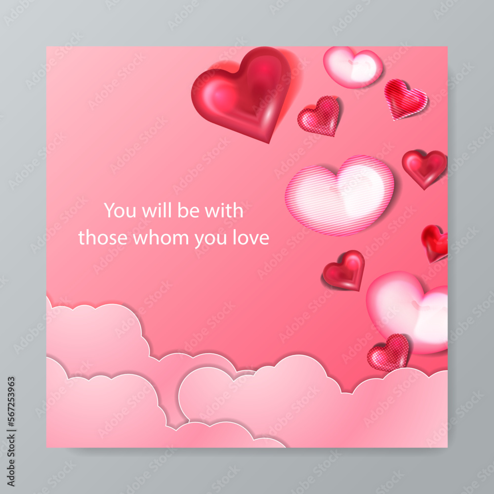 happy valentines day greeting card with hearts