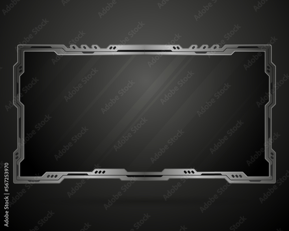Metal border futuristic live stream overlay webcam screen gui panel ...