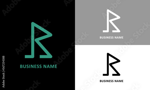 Design logo creative flag with letter RB or R and B