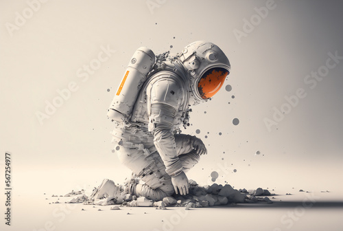 pixelated white astronaut. made with generative AI