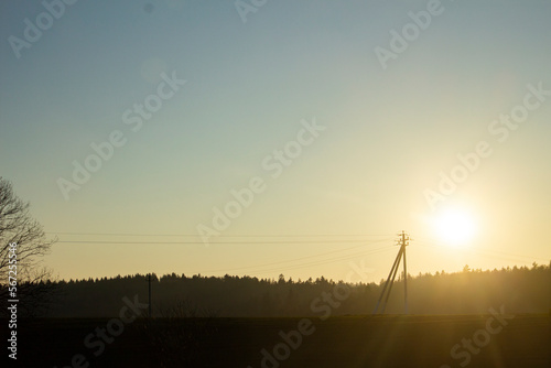Evening nature landscape of a horizon silhouette with a sunset in the background