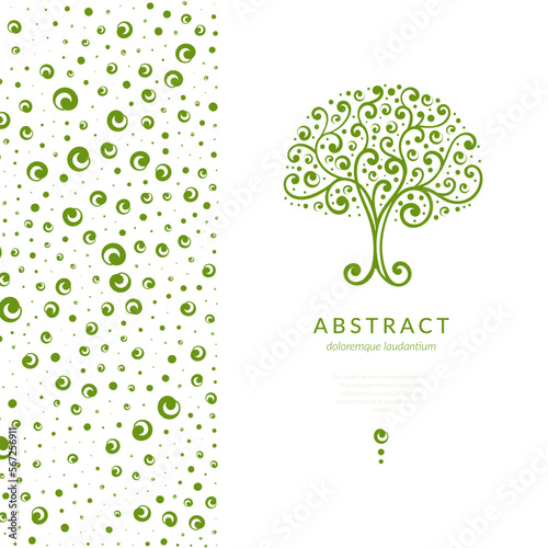 Green tree emblem. Modern illustration. Isolated vector. Great for logo, monogram, invitation, flyer, menu, brochure or any desired idea.