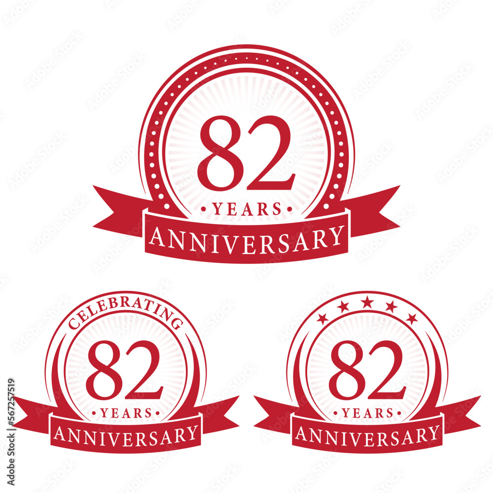 82 years anniversary logo collections. Set of 82nd Anniversary design template. Vector and illustration. 82 years anniversary logo collections. Set of 82nd Anniversary design template. Vector and illustration.