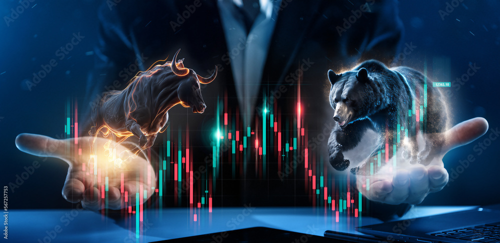 Online stock exchange concept. Earnings on the growth or fall in the value of assets