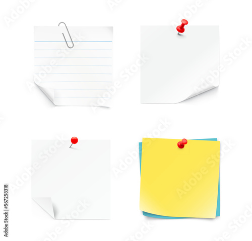 Paper notes set. Vector illustration on white background. Can be use for your design, presentation, promo, adv. EPS10.