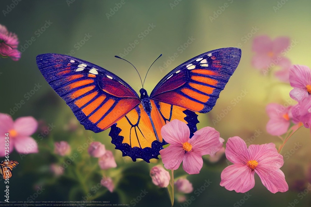 Nature of butterfly and flower in garden using as background