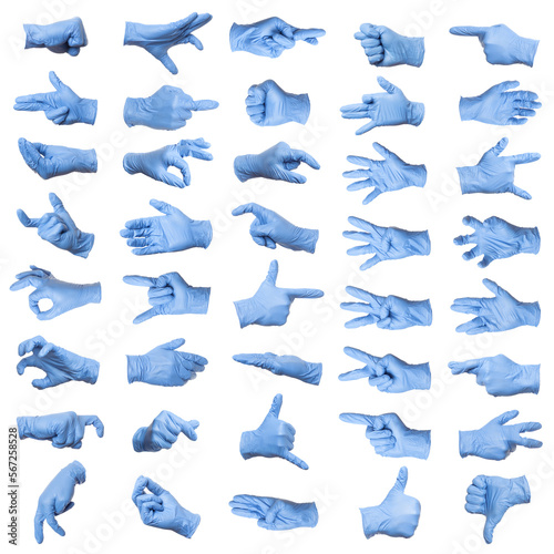 Hands in blue gloves