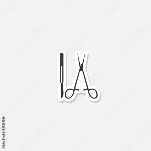Surgery glyph icon sticker isolated on gray background