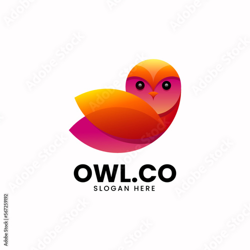 Vector Logo Illustration Owl Gradient Colorful Style. photo