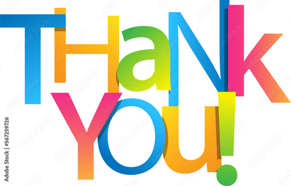 THANK YOU! colorful typography on transparent background Stock ...