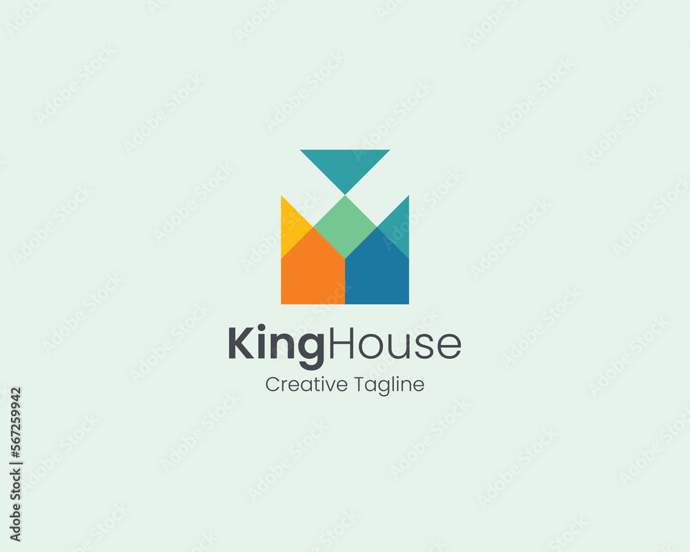 Creative colorful king crown house logo Creative colorful king crown house logo