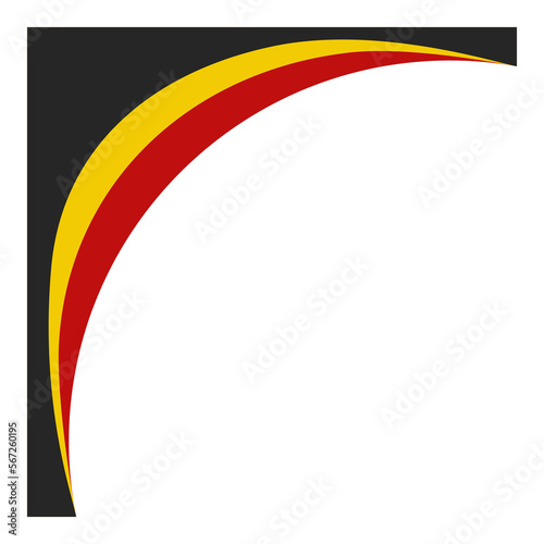 belgium colors flag in curve shape illustration for corner border and frame background decoration element