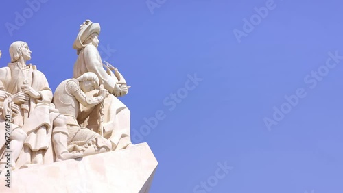 Lisbon 4k. Padrao dos Descobrimentos monument in historic Belem district. Capital of Portugal. Summer in Europe travel, famous tourism destination. photo