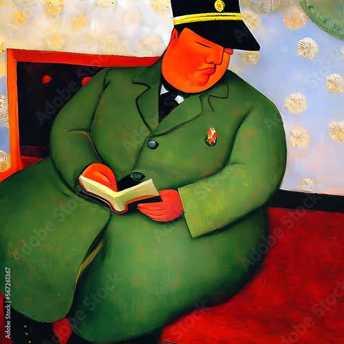 Obesity Man in a military u...
