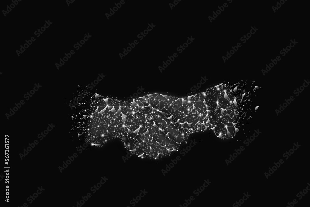 Fototapeta premium Lines and dots form a Lines and dots form a handshake on dark background. cooperation and success concept.