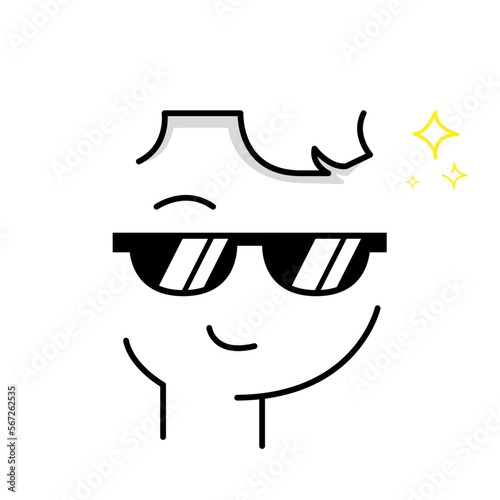 smiling face thug life character. line icon vector illustration