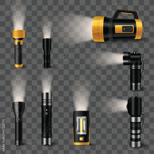 LED Flashlights Transparent Set