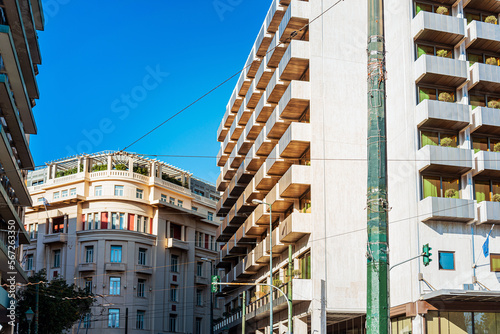 Fototapeta Naklejka Na Ścianę i Meble -  Street view of modern buildings in Athens, Greece