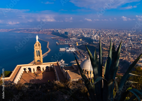 View over the town with the Santa Cruz Chapel in the foreground, North Africa, Oran, Algeria photo