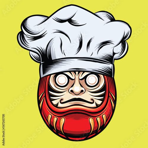 Daruma  japanese mascot logo illustration vector