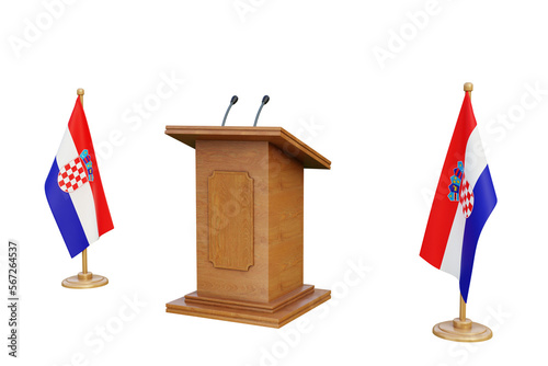 Psd 3d Croatia presidential election podium with flag