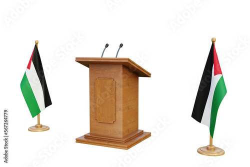 Psd 3d Palestinian Territory presidential election podium with flag