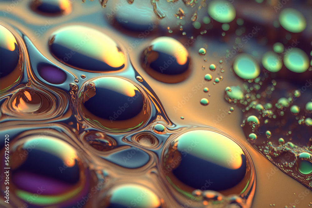 Colorful shiny Soap Bubbles. Generative AI