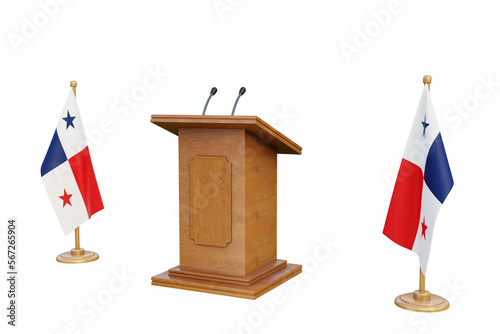 Psd 3d Panama presidential election podium with flag