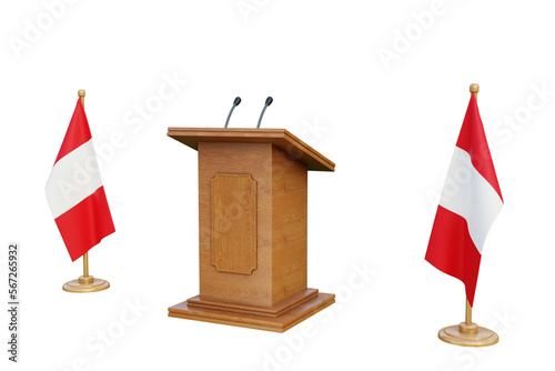 Psd 3d Peru presidential election podium with flag