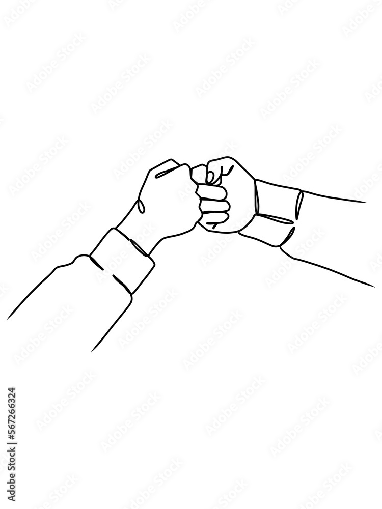 One continuous line of hand holding. One continuous line of hand holding.